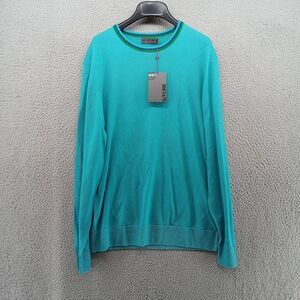 G/Fore Sweater Mens Large Blue Teal Crewneck Merino Wool‎ Pullover Golf Ribbed